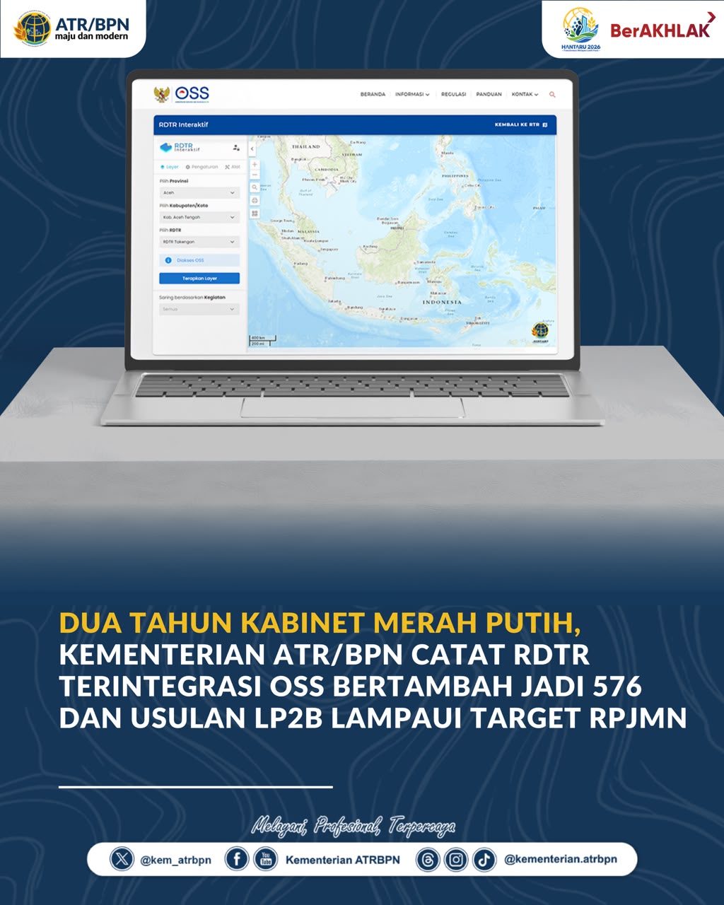 Dua Tahun Kabinet Merah Putih, Kementerian ATR/BPN Catat RDTR Terintegrasi OSS Bertambah Jadi 576 dan Usulan LP2B Lampaui Target RPJMN